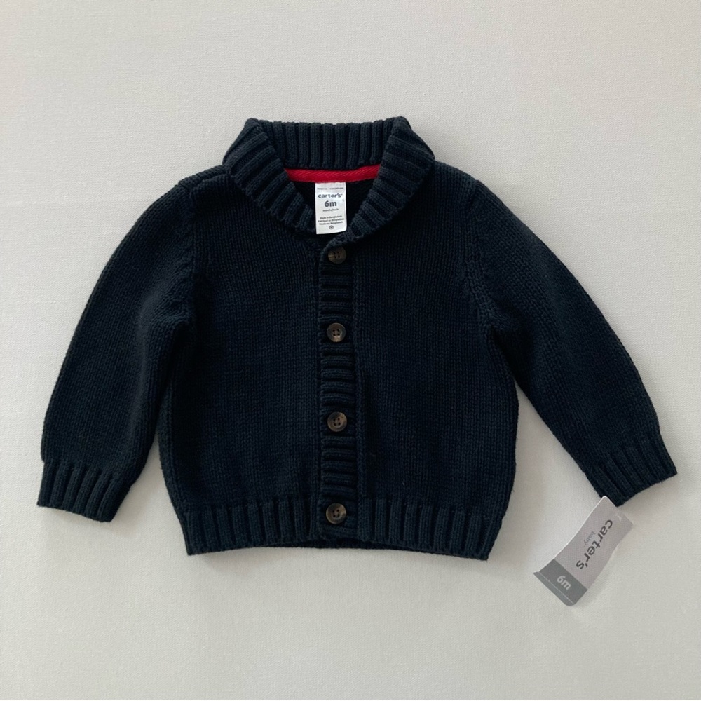 Carter’s Baby Boy 6 Months Black Sweater Cardigan Holiday NWT